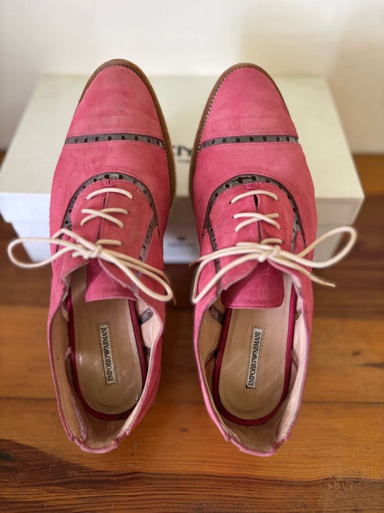 Emporio Armani Pink Suede Oxfords