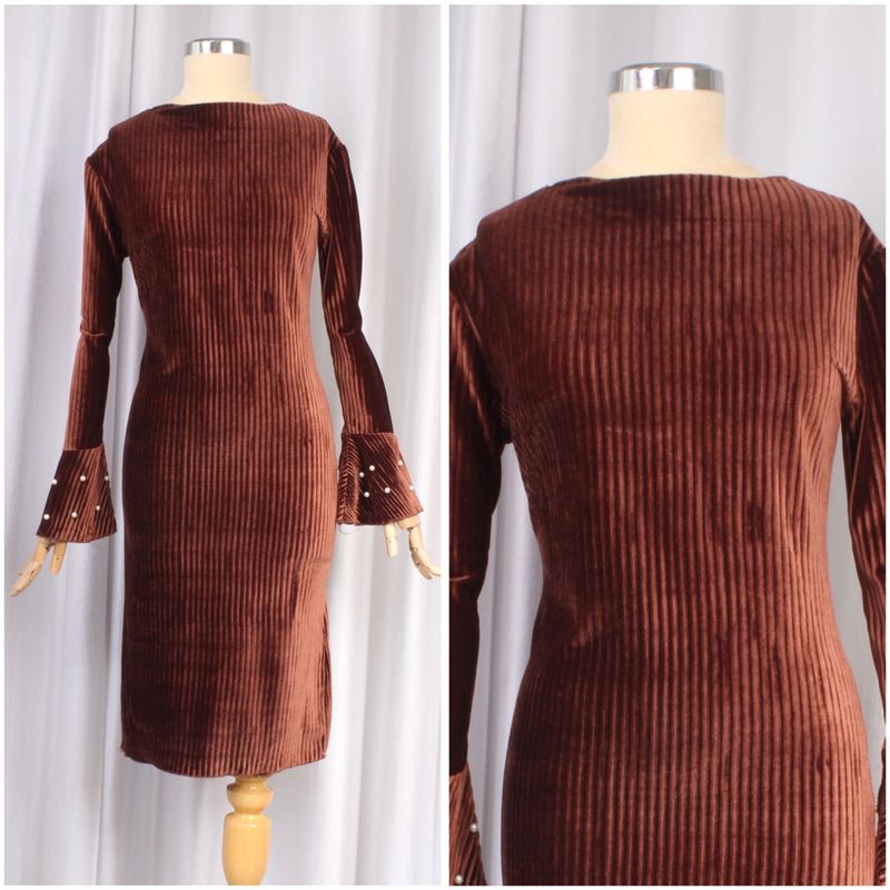Korean Autumn Velvet Dress