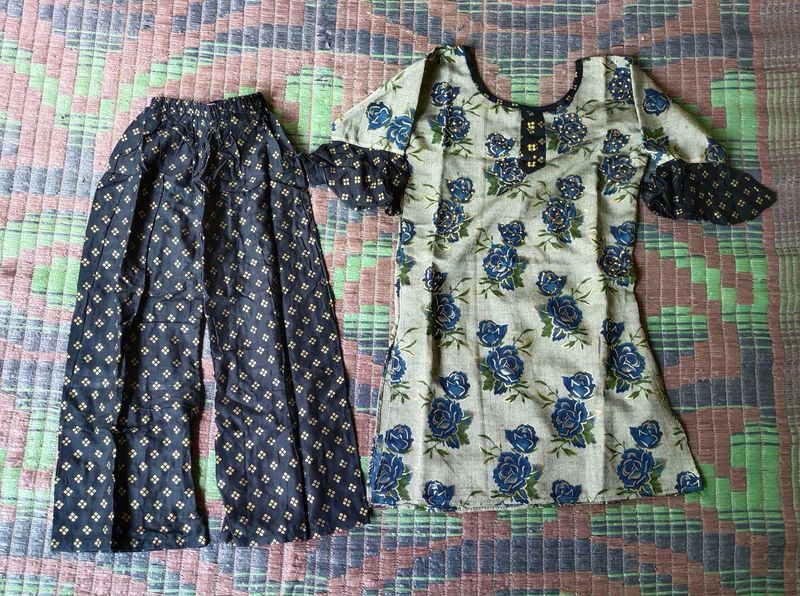 Floral Kurta Set with Palazzo Pants