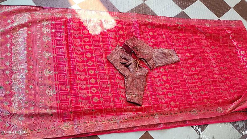 Beautiful Pink Silk Saree with Blouse