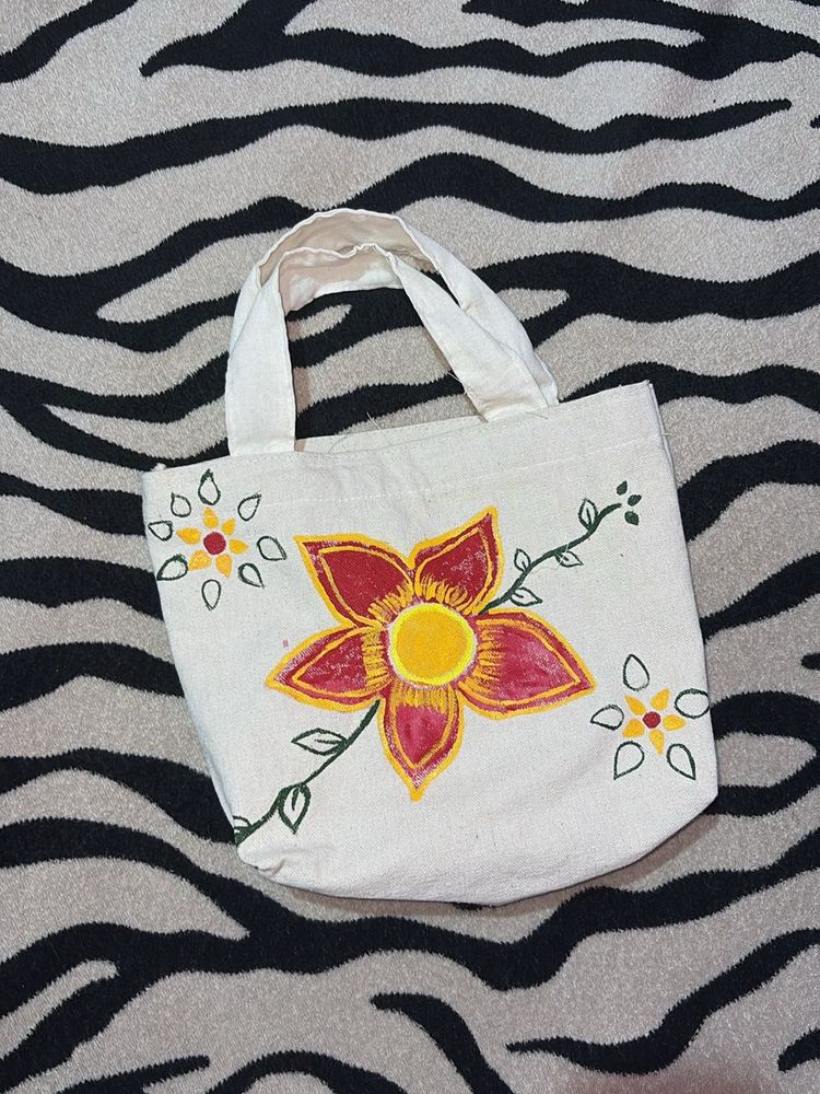 Hand-painted Floral Tote Bag