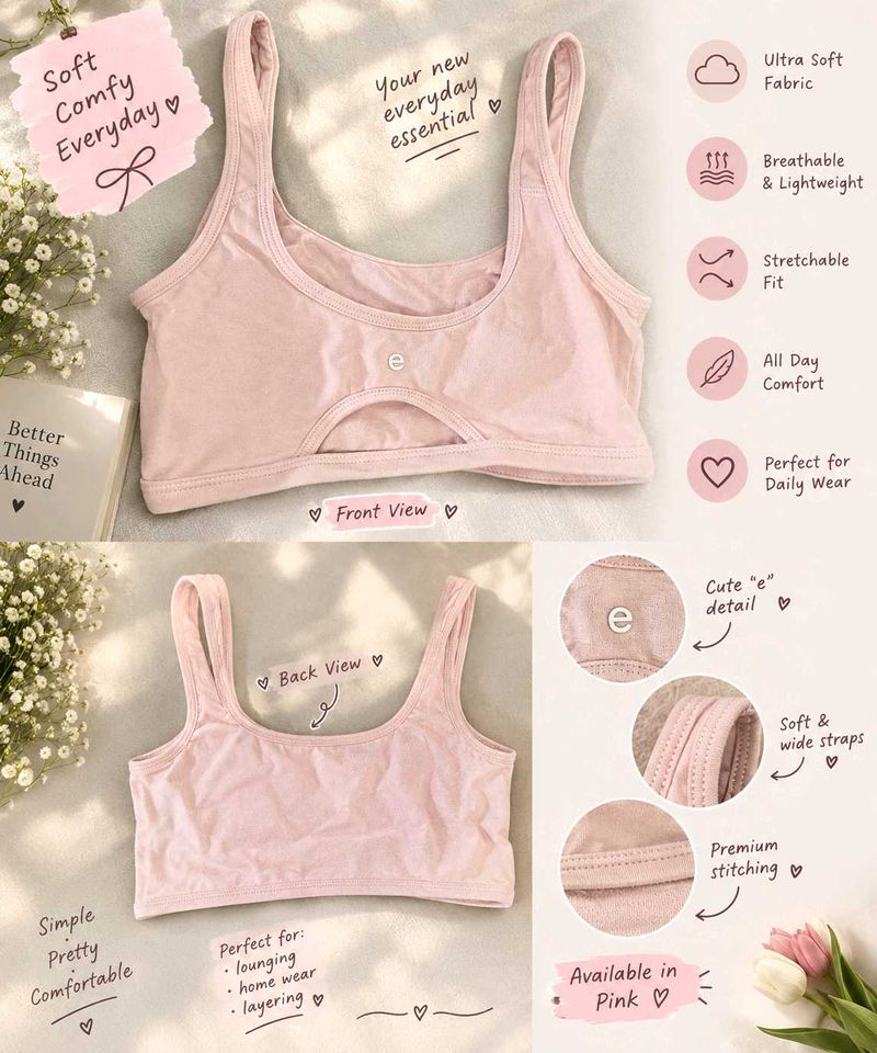 Comfy Everyday Pink Sports Bra