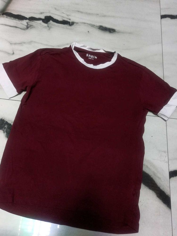 Shein Maroon Ringer T-Shirt