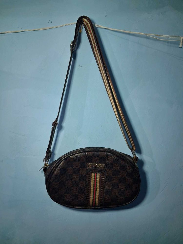 2 Stylish Brown Checkered Crossbody Bag combo