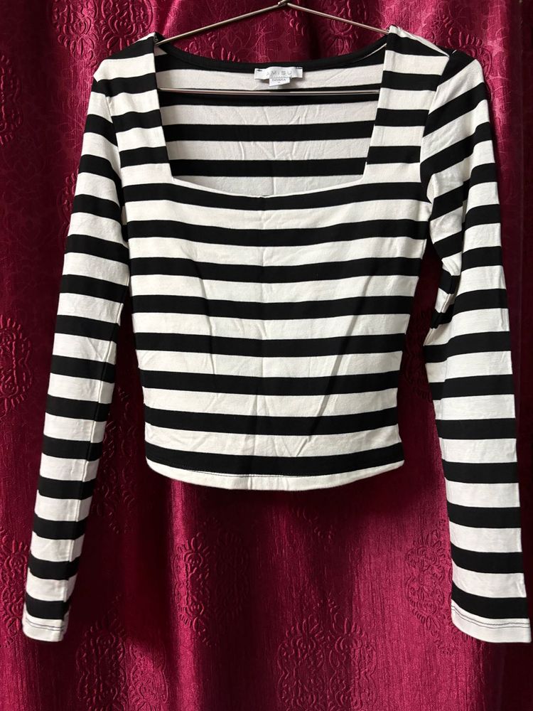 Black And White Striped Top