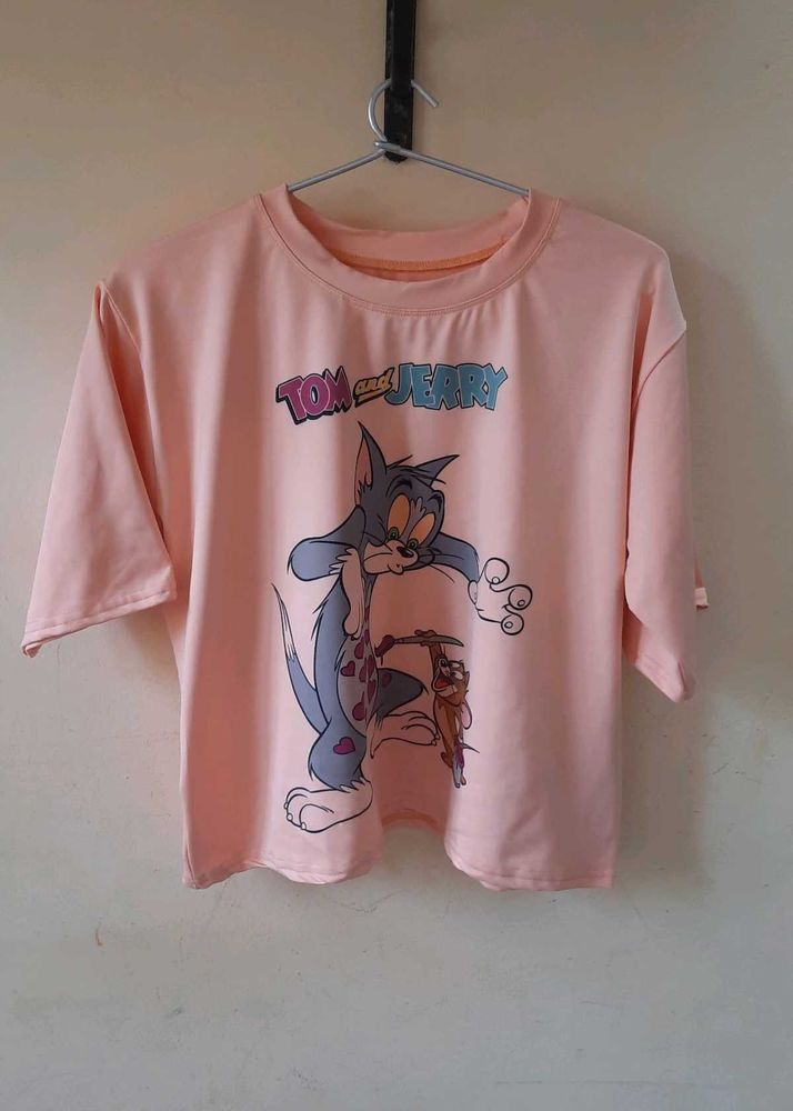 Pink Tom and Jerry Graphic T-Shirt
