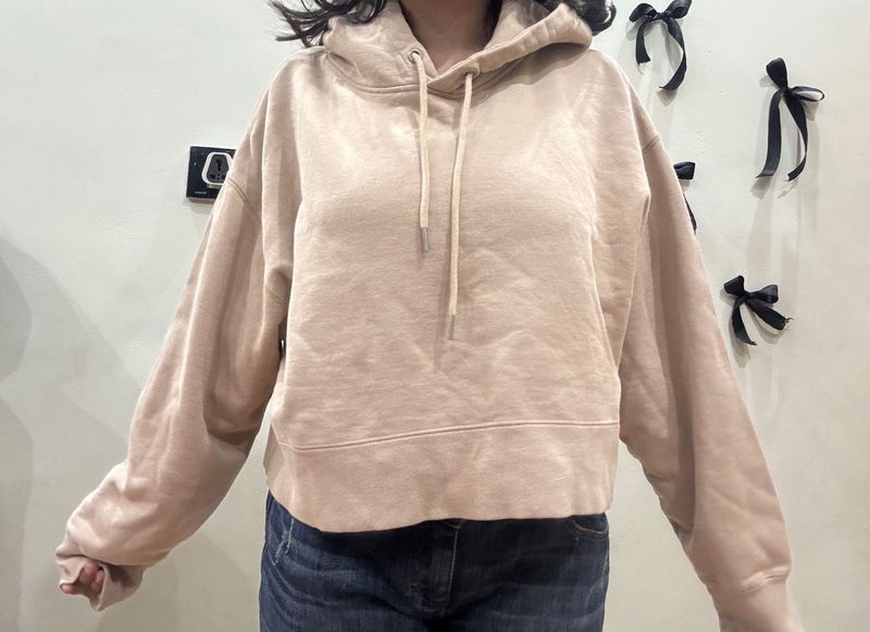 crop baggy Beige Hoodie