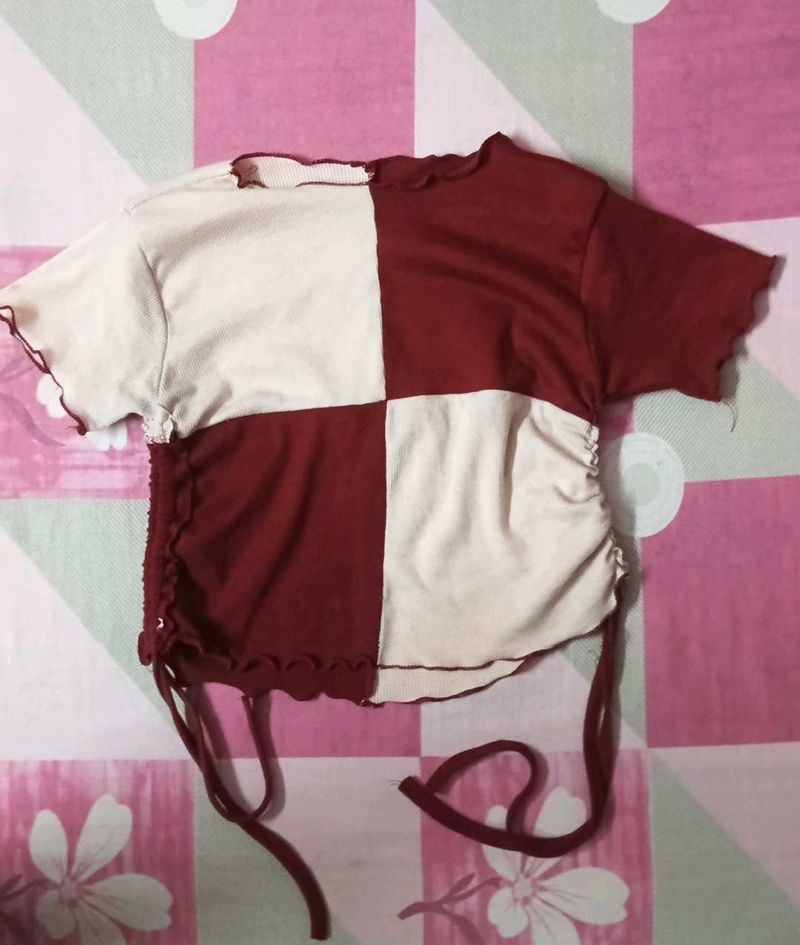 Two-Tone Patchwork Crop Top