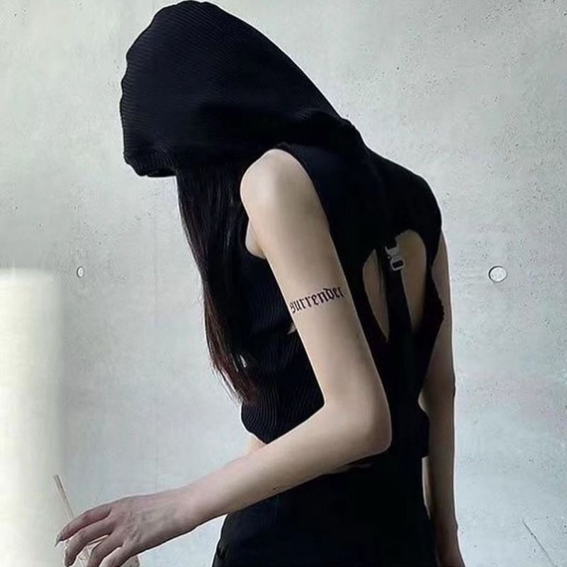 Edgy Black Ribbed Crop Top with Buckle Detail