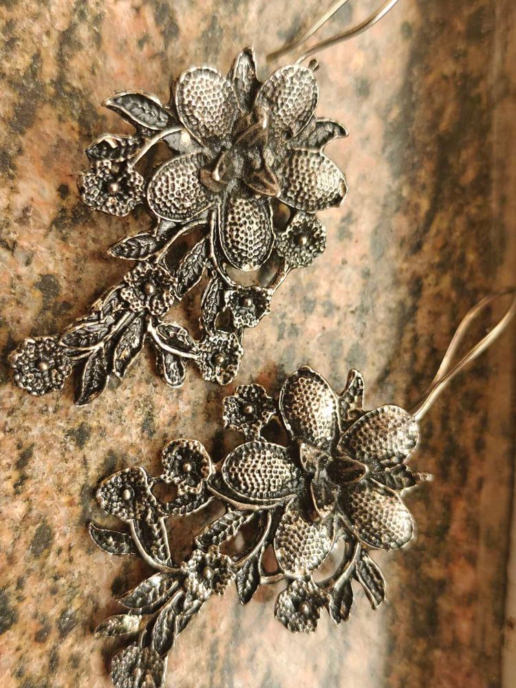 2 Pair Antique Silver Jhumka Earrings