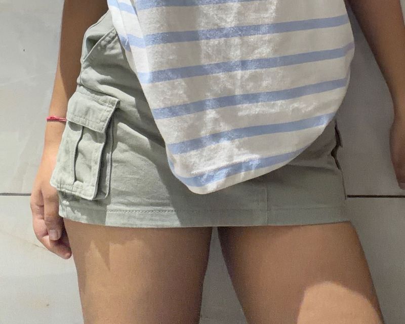 Olive Cargo Mini Skirt