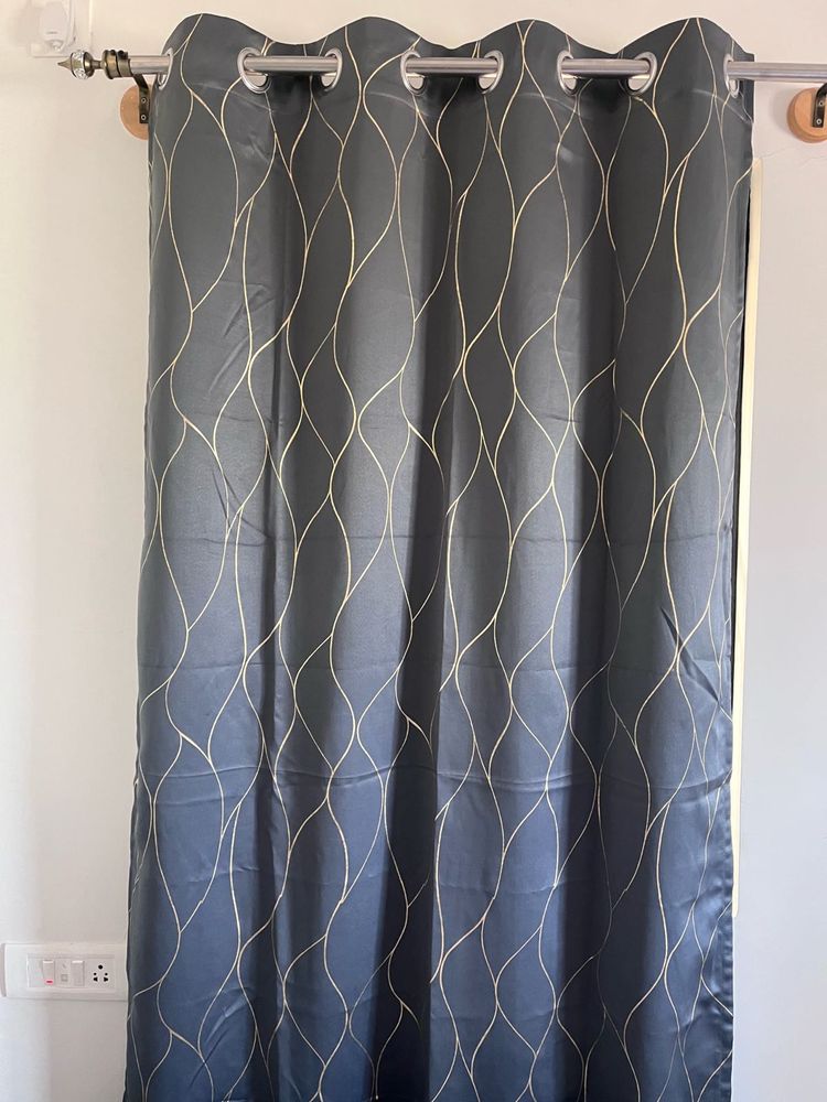 charcoal grey Curtains with Gold foil Pattern