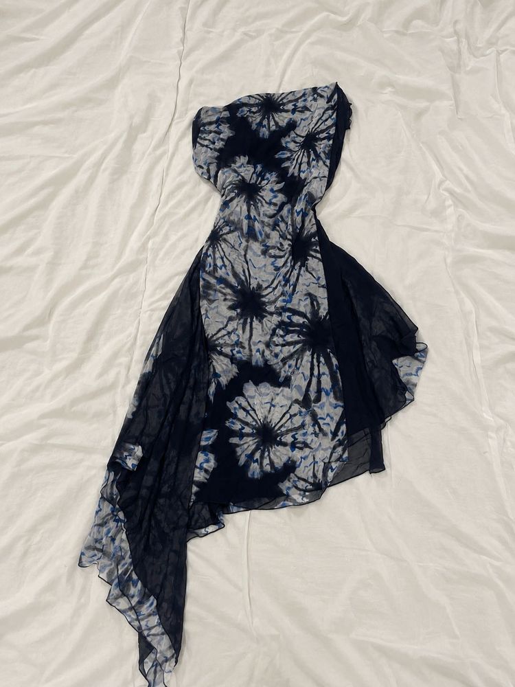 Unique Print Flowy one shoulder 2yk  Dress