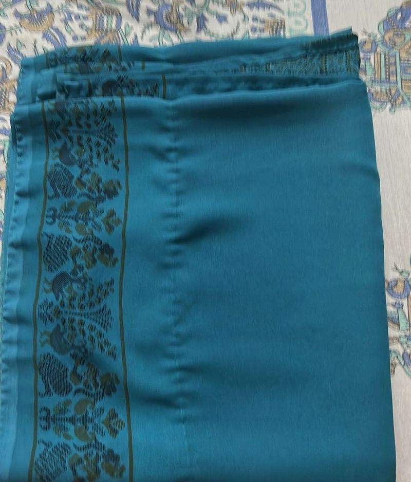 Teal Saree with Embellished Border