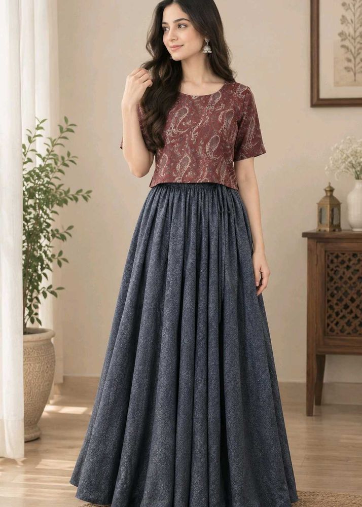 Designer Paisley Top and Skirt Set