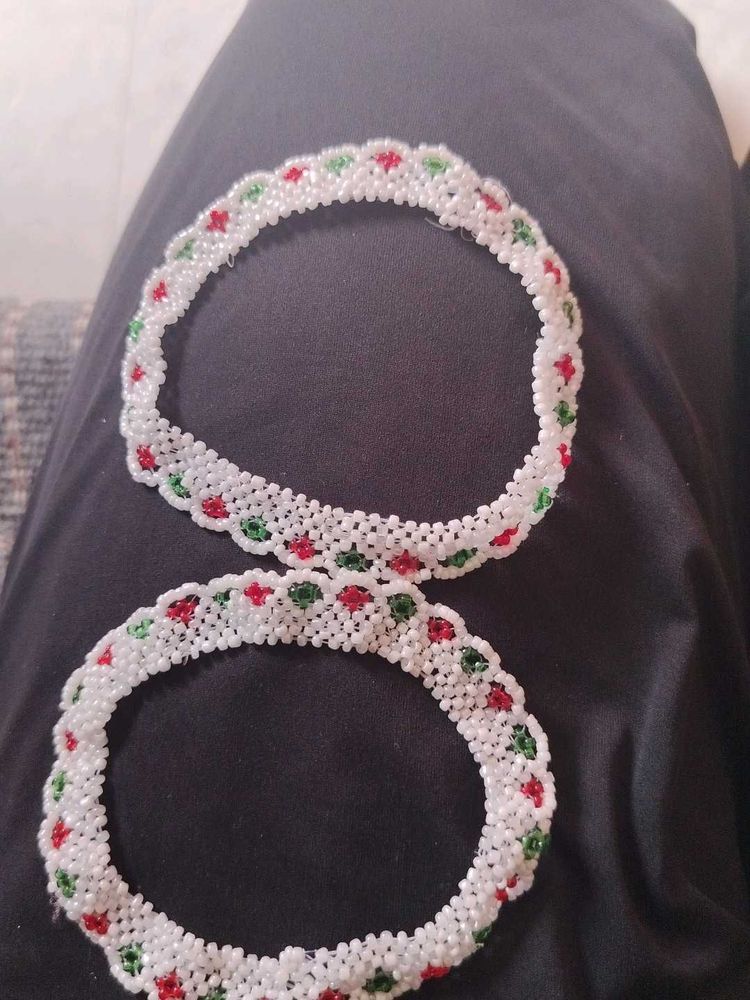 Beaded Anklets - Red &amp; Green