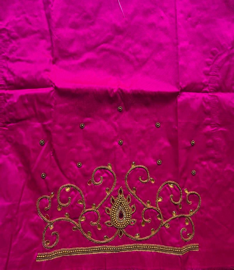pink aari work blouse material unstitched