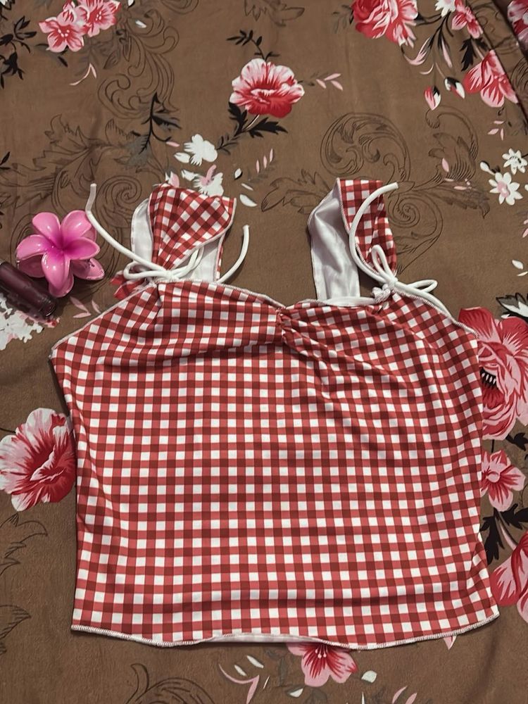 Ghingham print top