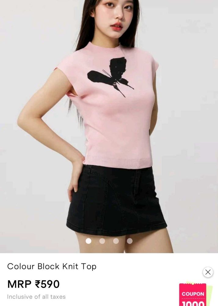 softcore cutesy colour block knit top