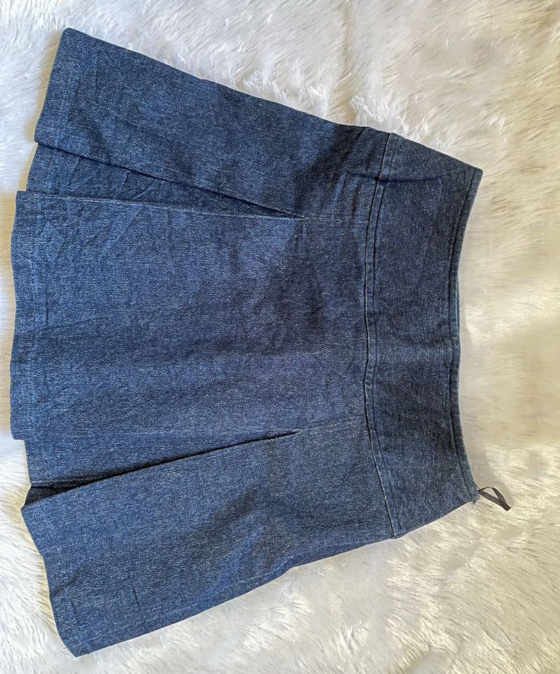 y2k denim pleated skirt