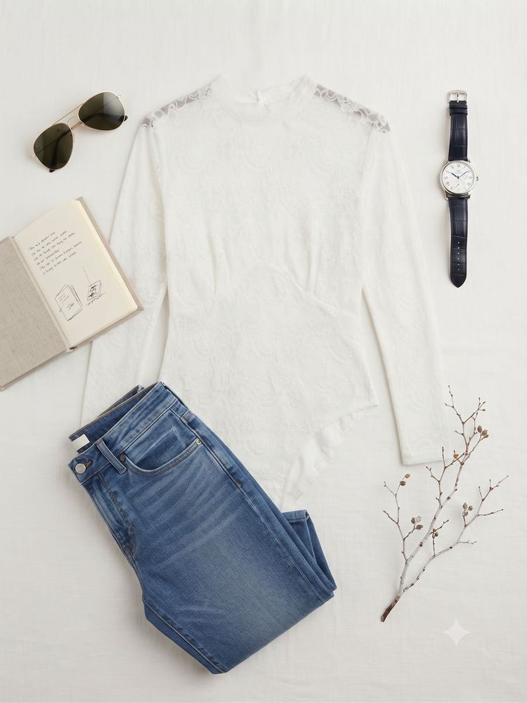 Elegant White Lace Long Sleeve Top