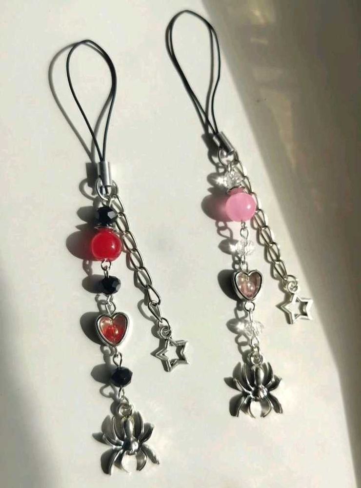 Y2K Spider Heart Charm Phone Straps