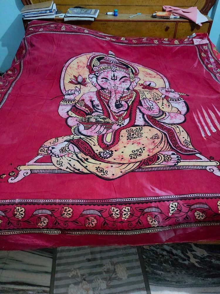 Bed Sheet Ganesh Ji Print Cotton