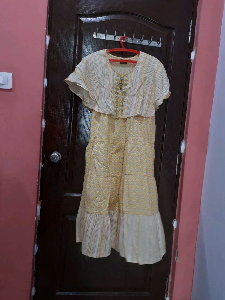 Yellow Print Midi Dress