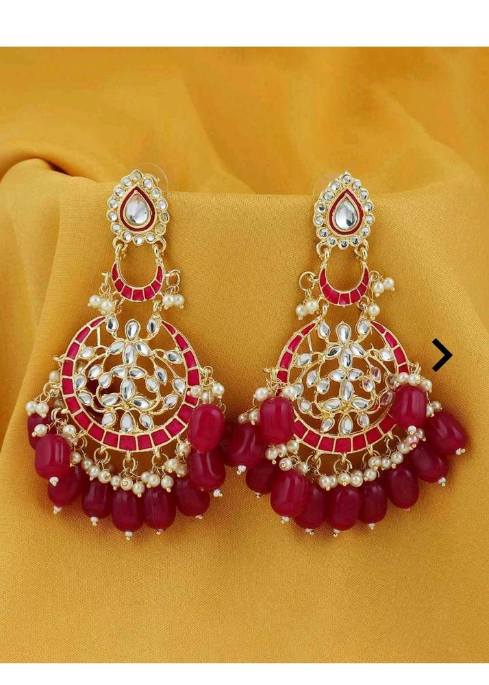 Stunning Red &amp; Gold Dangle Earrings