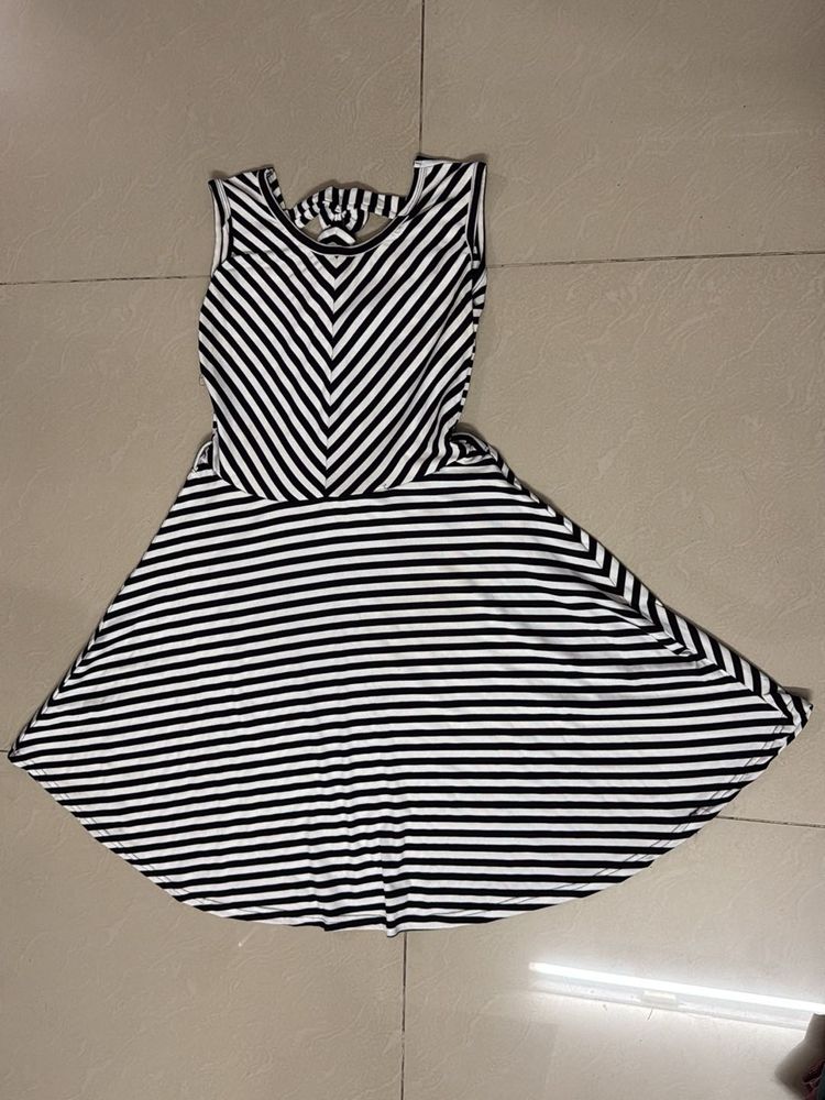 Striped Sleeveless Fit &amp; Flare Dress