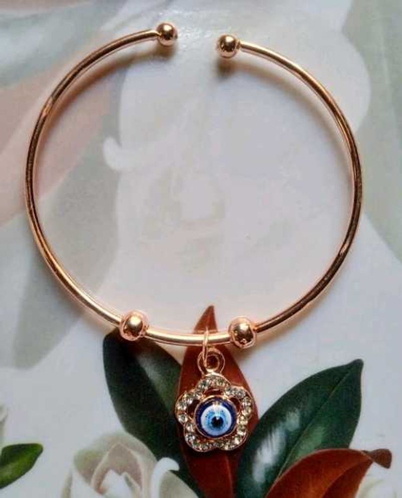 Rose Gold Evil Eye Bangle (Set Of 2)