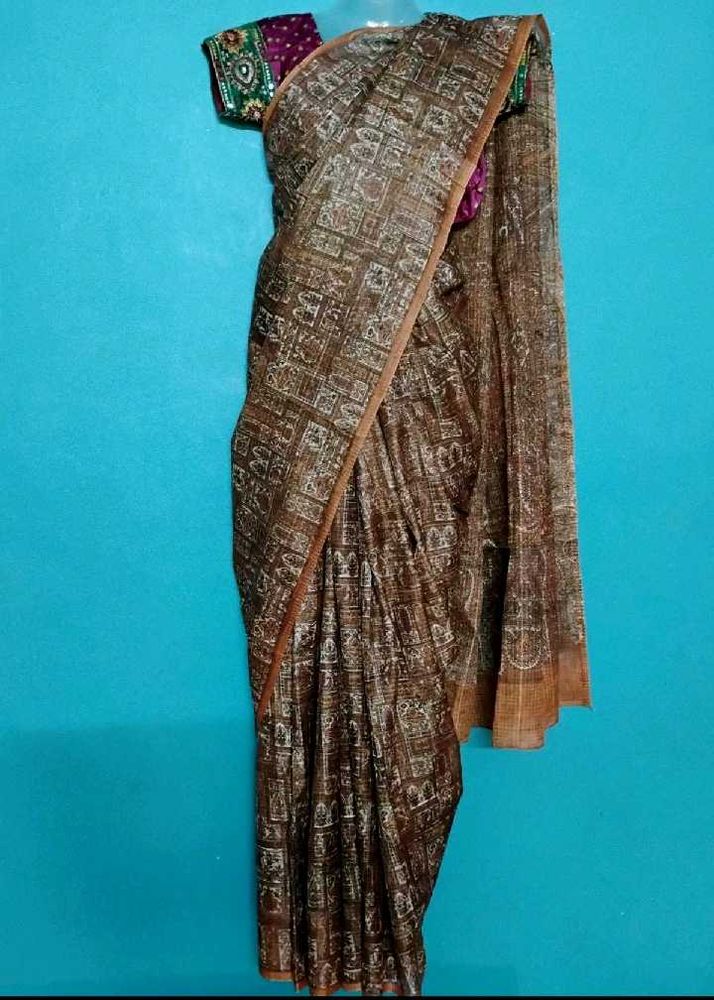 Brown kalamkari saree