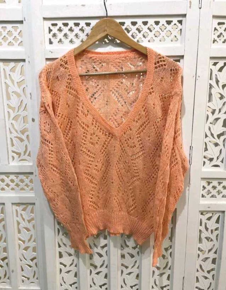 Discount ON.. Crochet Oversized Cute V Neck Top