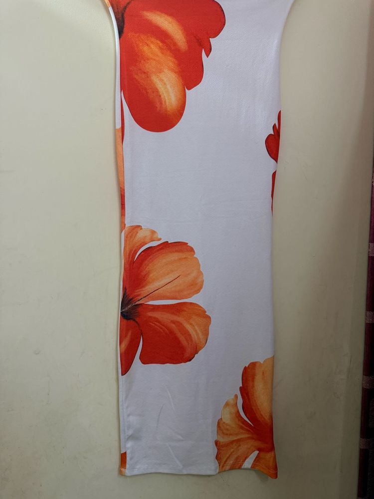 Floral Print tube Maxi Dress
