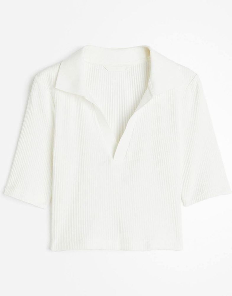 H&amp;M Ribbed Collared Crop Top