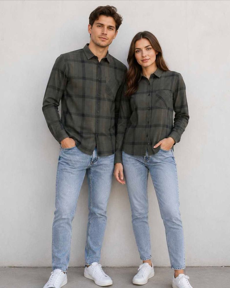 premium Olive Green Casual checked Shirt