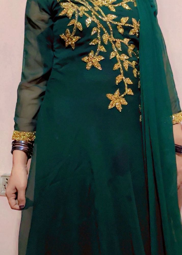 Elegant Emerald Green frock Set