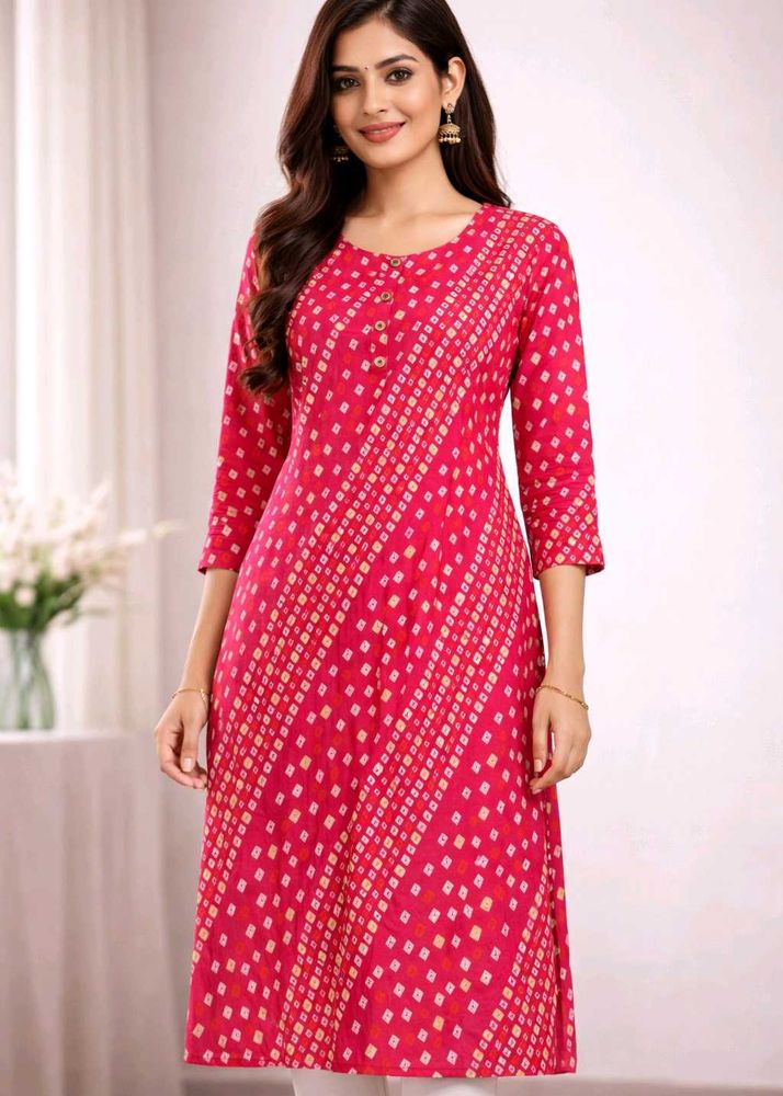 Beautiful Pink Bandhani Print Kurta