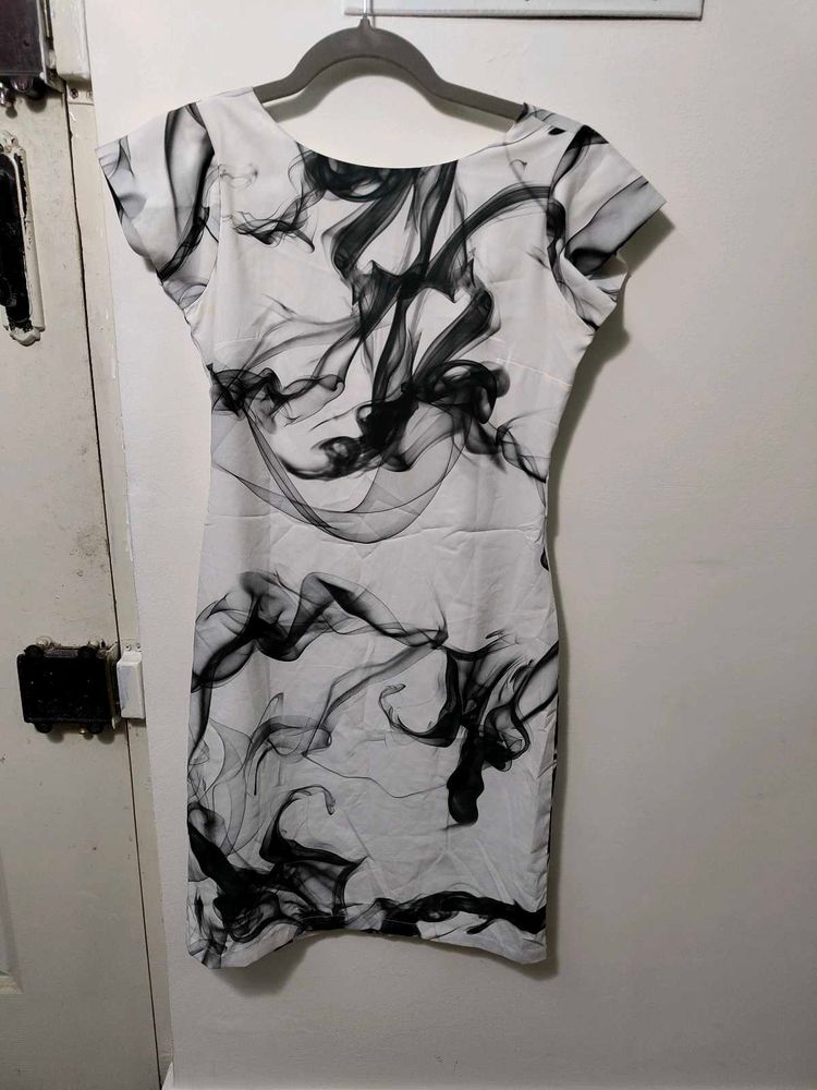 Monochrome Liquid Print Dress