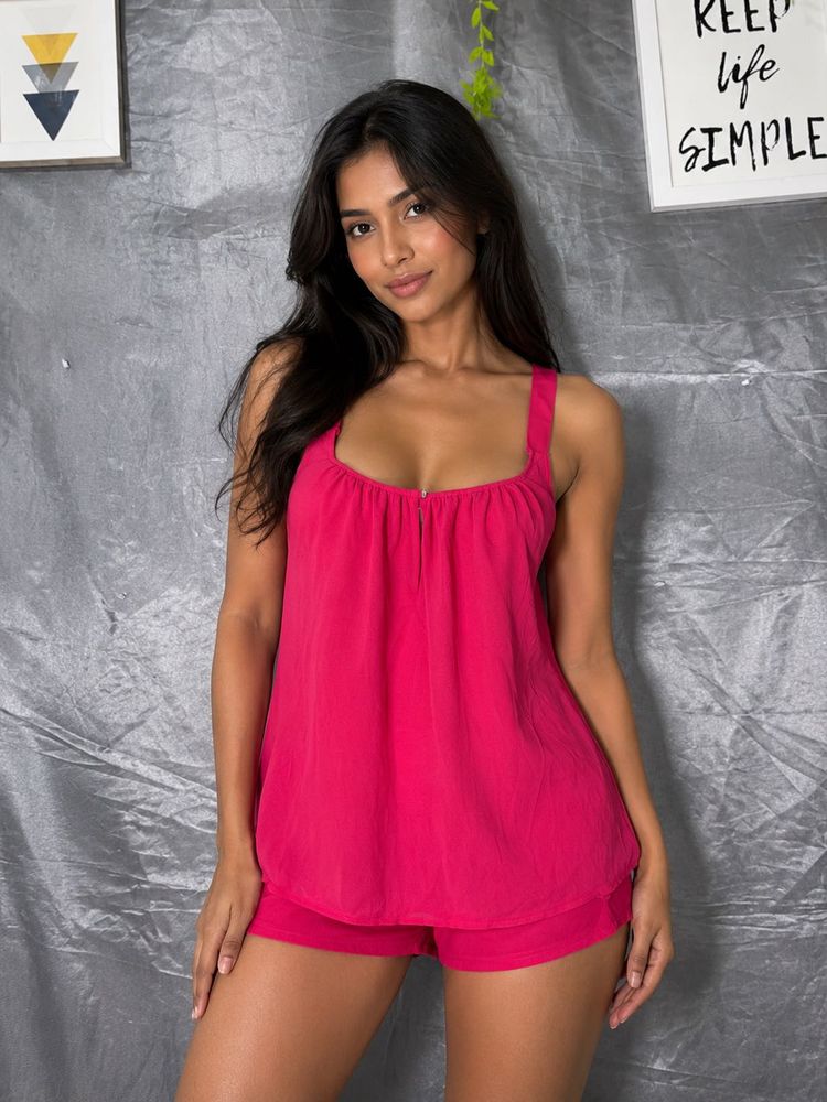 Zara Vibrant Pink Spaghetti Strap Top