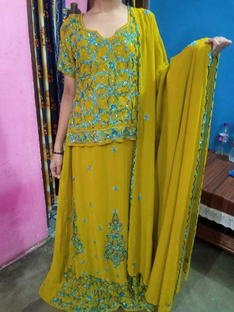 Embellished Mustard Yellow Lehenga Choli