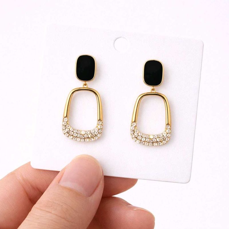 Elegant Gold &amp; Black Drop Earrings