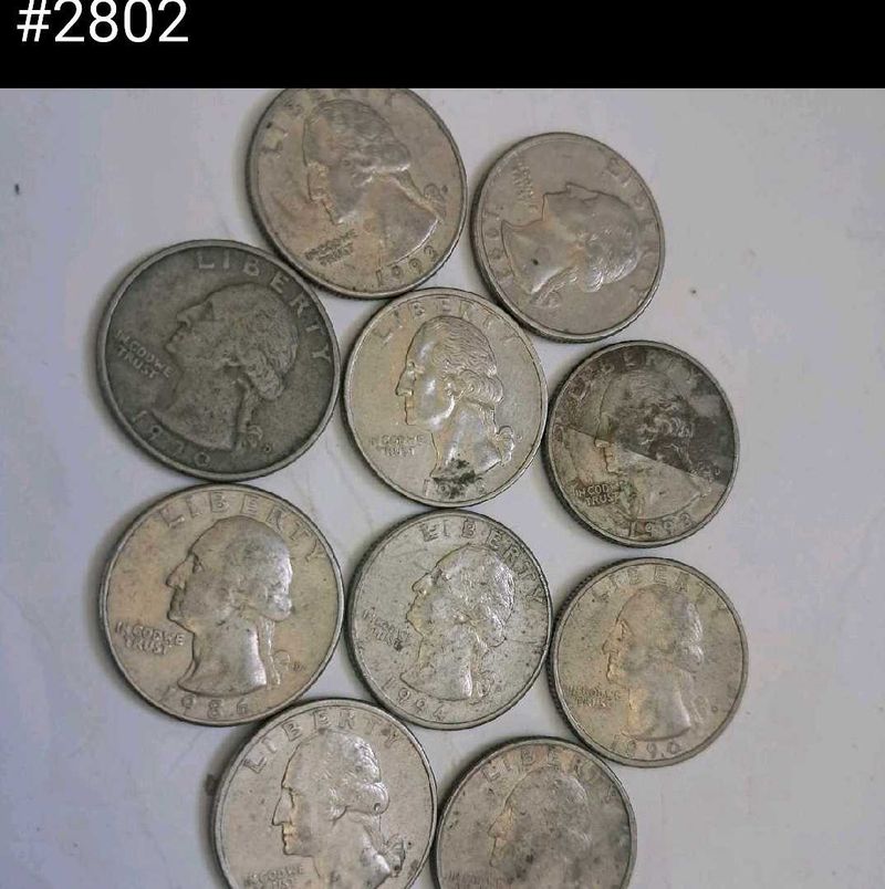 Set of 1980s-90s U.S. quarters