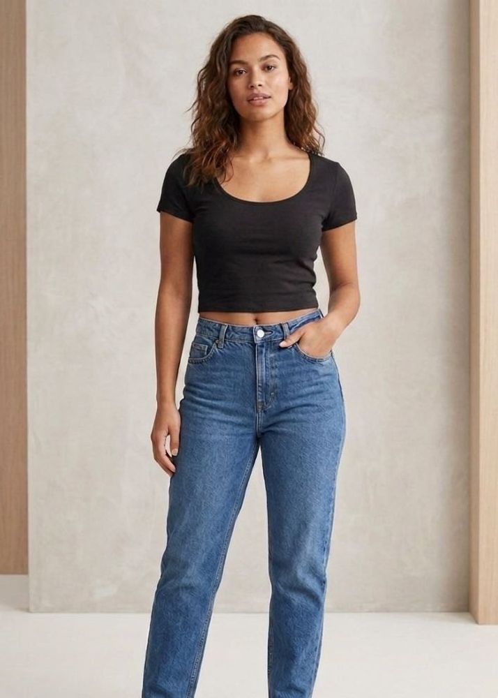 H&amp;M Classic Black Cropped T-Shirt