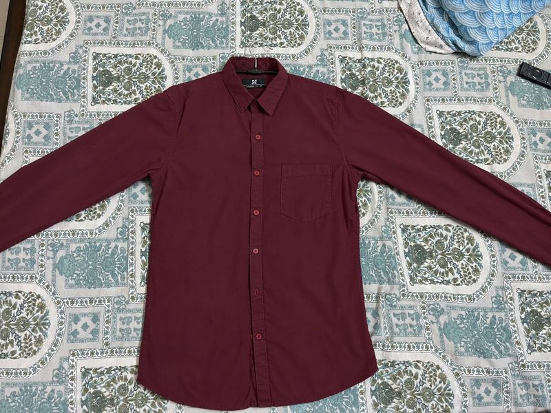 Maroon Long Sleeve Button-Up Shirt