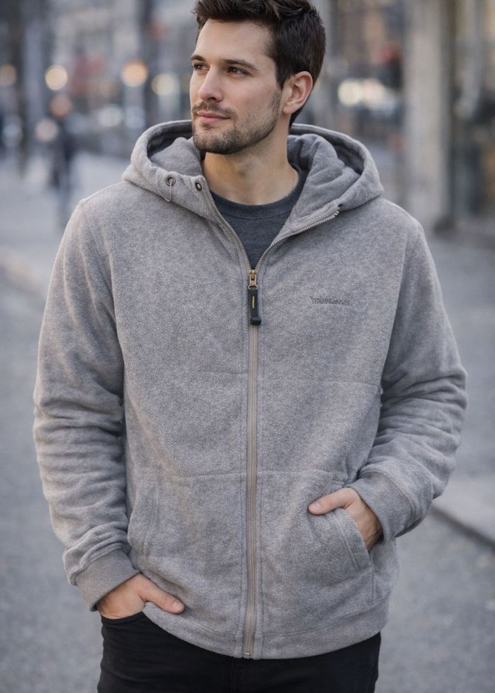 Gray Fleece Zip-Up Hoodie