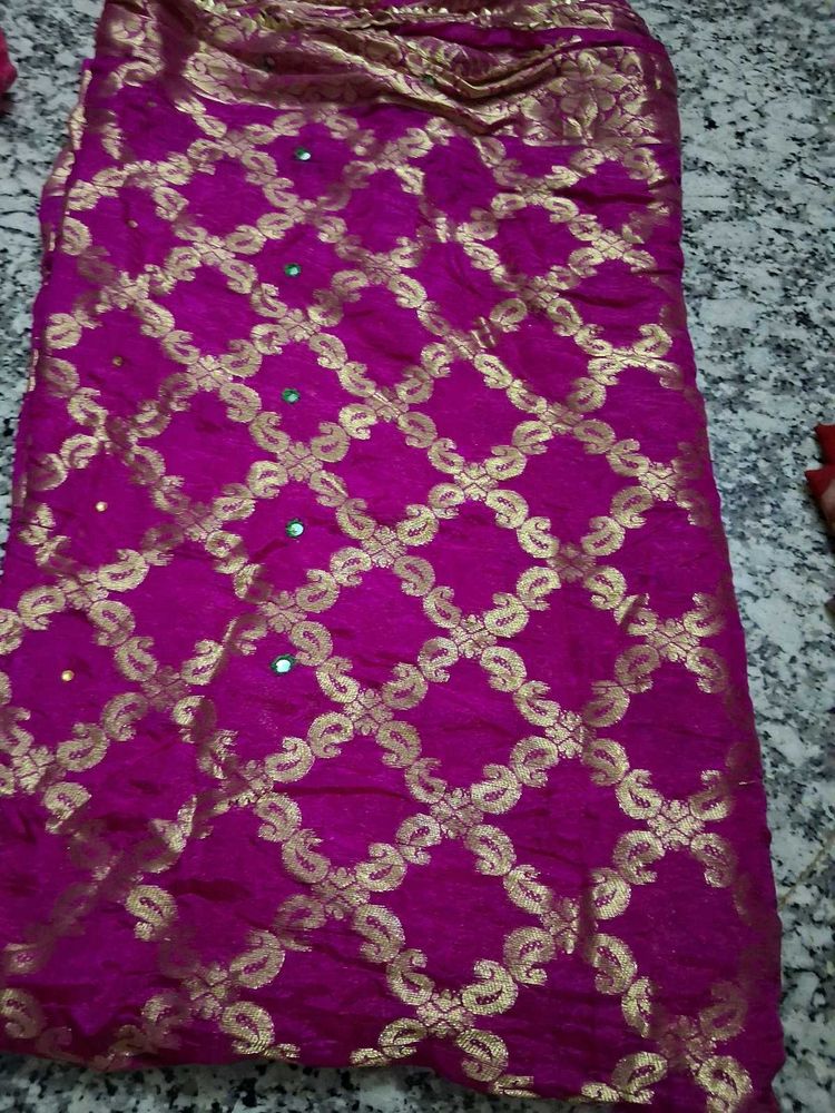 Vibrant Magenta Brocade Saree