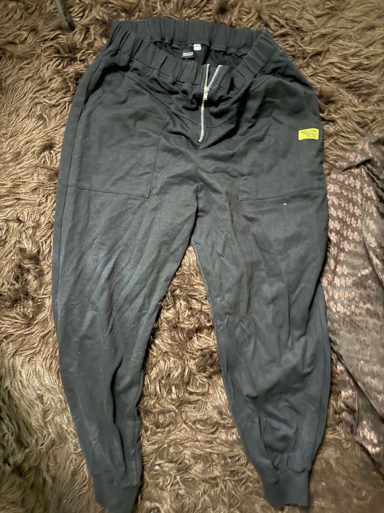 Black Front zipper joggers