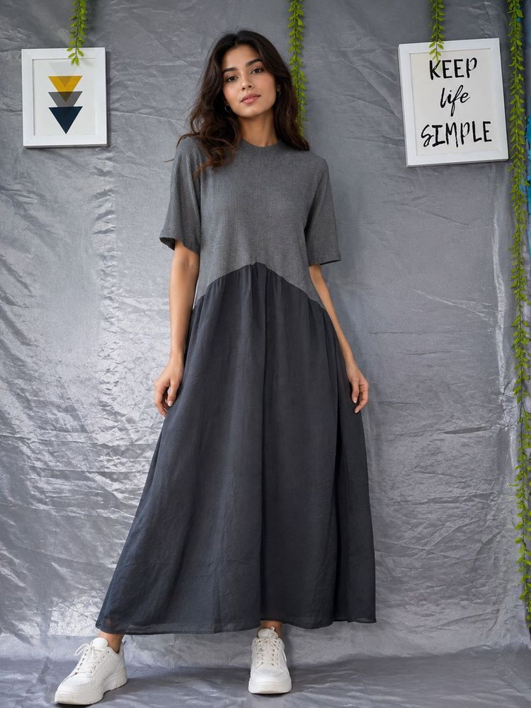 ZARA Stylish Two-Tone Maxi Dress