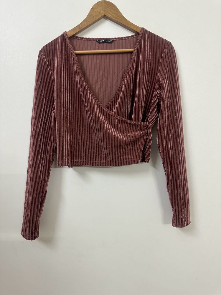 Velvet Wrap Crop Top